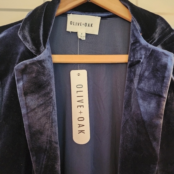 Olive&Oak NWT  velvet blue jacket blazer cardigan witchy whimsigoth  size small - Picture 4 of 5